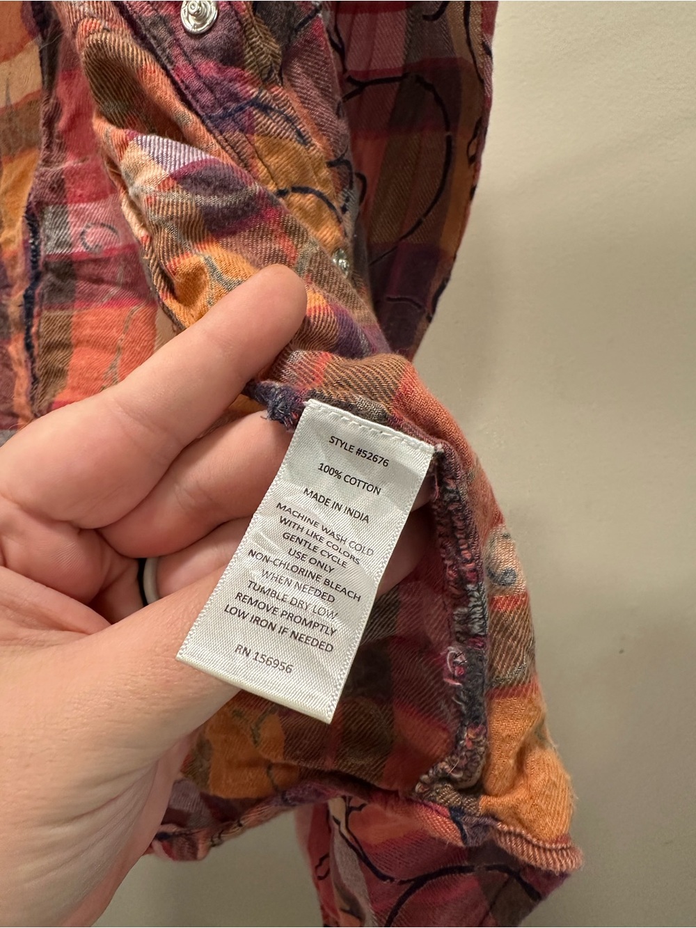 With Love Womens Size M Pink Orange Plaid Pearl Snap Western Shirt 100% Cotton - Picture 2 of 5